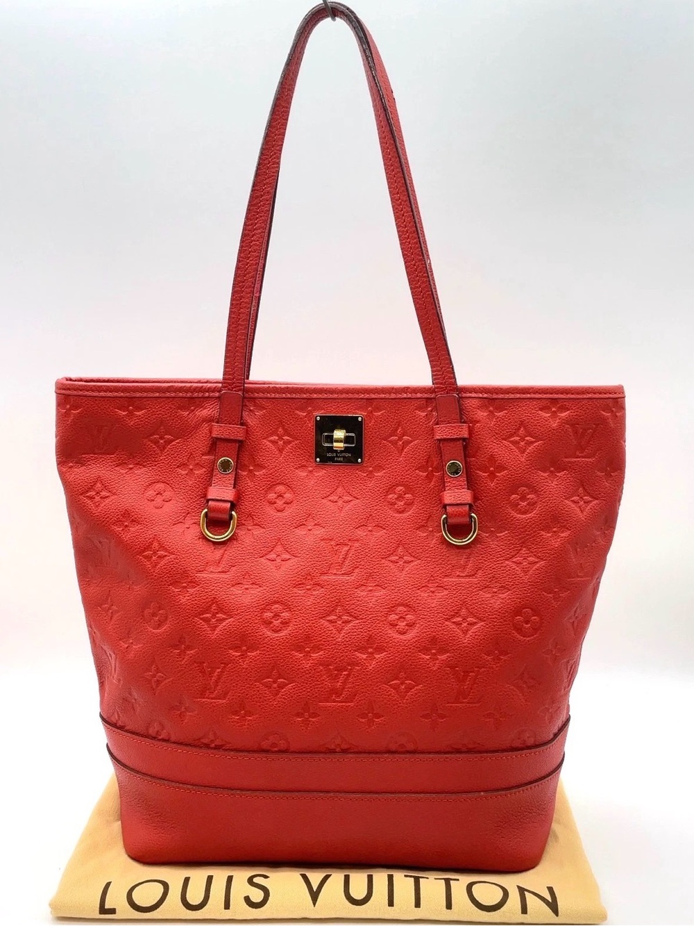 Louis Vuitton Citadine PM Red Monogram Empreinte Leather Tote